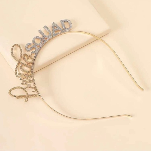 Brand New Set of 5 Bride Squad Headbands - Gold & Silver Glitter, Bachelorette